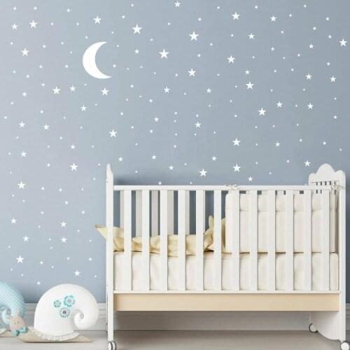 160Pcs Moon and Stars Wall Sticker Kids Room Playroom Moon Star Space Sky Wall Decal Nursery Children Room Vinyl Decor
