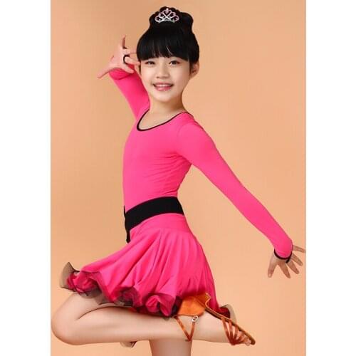 2016 Blue/Sky Blue/Rose/Green Samba Costume Girls Salsa Clothes 4-13Y Children Dance Sport Dresses XS-XXL Latina Dancing Kids