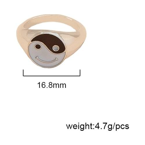 2021 Ins Trendy Gold Chinese Yin Yang Tai Ji Geometric Minimalism Finger Rings Korean Fashion Women Party Jewelry