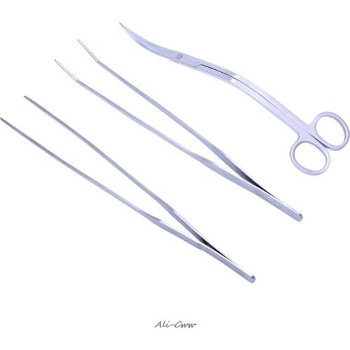 3in1 Aquarium Aquatic Live Plants Long Handle Tweezers Scissor Trim Tool Kit Set