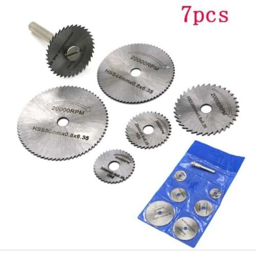 7 pcs/set 22-50mm diameter circular tool saw blades for cutting copper, aluminum, plastic board, acrylic sheet PVC tube