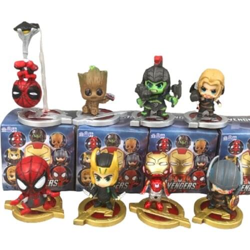 8pcs Disney The Avengers Marvel Infinity War Action Figures Thor Hulk Iron Man Captain America Loki Tree Man Model Toy Boy Gift