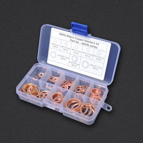 80Pcs Copper Sealing Solid Gasket Washer Sump Plug Oil For Boat Crush Flat Seal Ring Tools Hardware Accessories