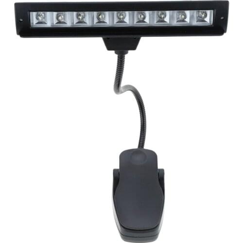 9 LEDs LED Reading Lamp Reading Light Desk Clip Lamp for Piano music score stand Black