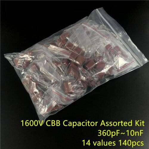 1600V 360pf~10nf CBB metal film capacitors Assortment Kit 14 values 140pcs