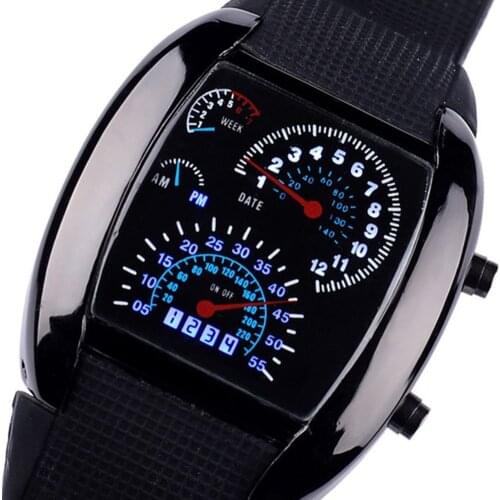 Women Men Casual LED Digital Display Silicone Band Dashboard Sports Wrist Watch Fashion watch for lovers