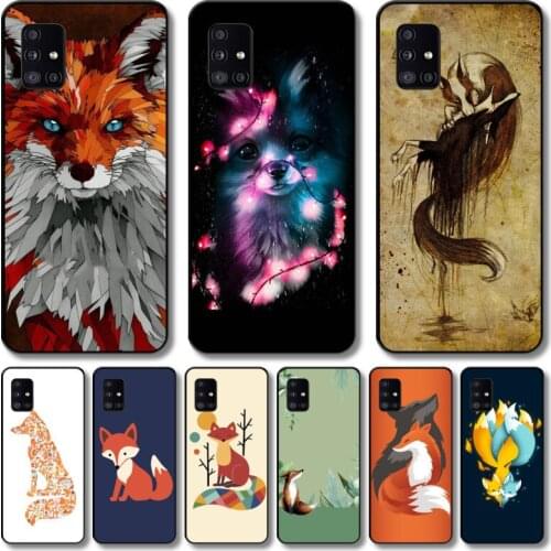 Cute fox Phone Case For Samsung Galaxy A 12 51 52 21 71 72 42 31 10 80 90 S E 5G Black Shell Art Cell Cover