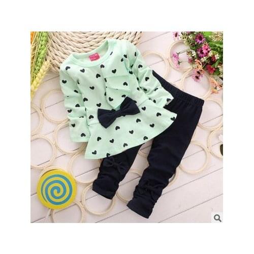 2-5Y 2020 Princess Kids Baby Girls Clothing Sets Casual Bow T shirt Leggings Pants Suits Love Heart Printed Children Clothes Set