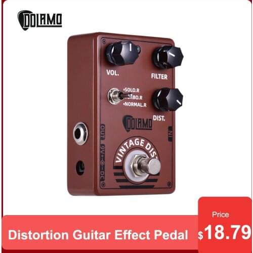 Dolamo D-11 Distortion Guitar Effect Pedal Vintage Pedal with Volume Filter and Distortion Controls True Bypass Electric Guitar
