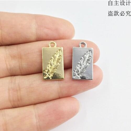 Eruifa 20pcs 10*16mm New Feather print gold/Silver plated Zinc alloy Charms Pendant Jewelry DIY Necklace 2 colors