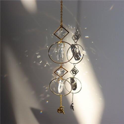 Crystal Windchimes Star Moon Pendant Handmade Sun Light Catcher Garden Window Wedding Curtain Chandelier Home Decor Wind Chime