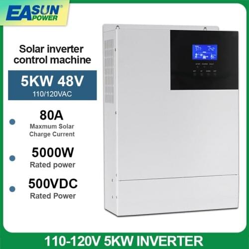 5000W Hybrid Solar Inverter AC 110V DC 48V 50HZ/60HZ Pure Sine Wave Inverter 80A MPPT Charge Controlle