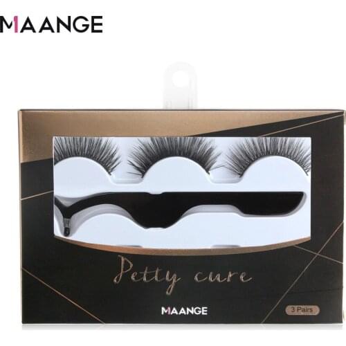 MAANGE 3pairs Faux 3D Mink Lashes Natural Long False Eyelashes Dramatic Volume Mink Lashes Makeup Extension Eyelashes