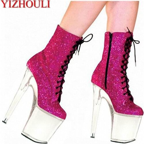 20cm flash powder super high heels, crystal bottom boots,and beautiful dancing shoes