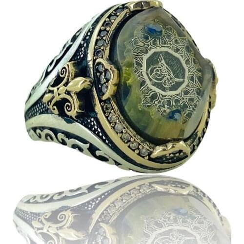 Amber Tuğra Hand Production 925 Silver Ring