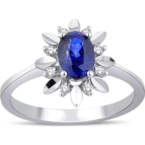 Symbol Gold 1.08 Carat Diamond Sapphire Ring Baguette Chic Jewelry Lover Rings Engagement Anniversary Wedding For Women