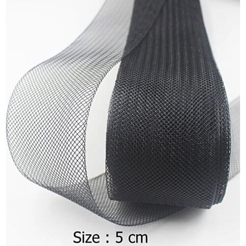 [IuBuFiGo] Flat Plain Hard Stiff Rigid Crins Horsehair Braid For Making Dress And Hat Black White 100yard/Lot