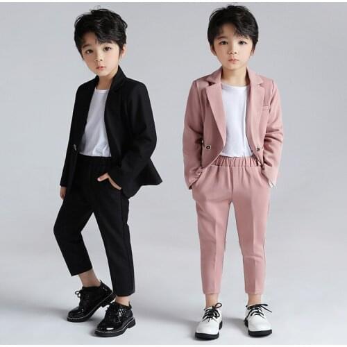 Boys' Suit Coats Children Formal 3 Pcs Clothing Set Boy Solid Coats & Pants & T Shirts For Kids Gentleman Outfits Boy Clothes
