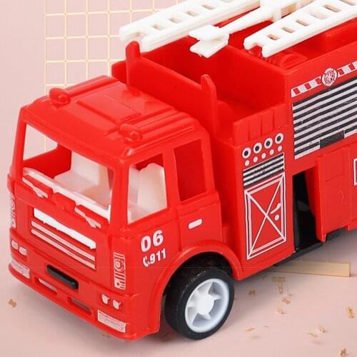 Mini Fire Truck Model Vehicle Toy Car for Kids Birthday Gift Classic Pull-back Vehicle with Ladder/Lift/Crane/Sprinkler for Boys