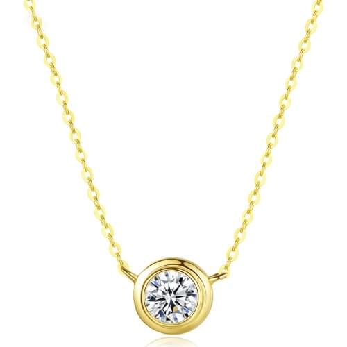 MetJakt 14K Gold Fashion Simple and Versatile, Inlaid Zircon, Ladies Necklace