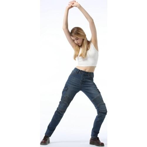 BO6 fashion womens shatter-resistant trousers B06 womens jeans riding motorcycle plants moto WITH Four pieces protective gear