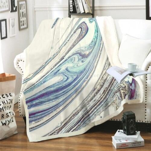Marble Texture Watercolor Cracks Printed Fleece Blanket Soft Throw Blanket Machine Washable Blankets For Bed Sofa