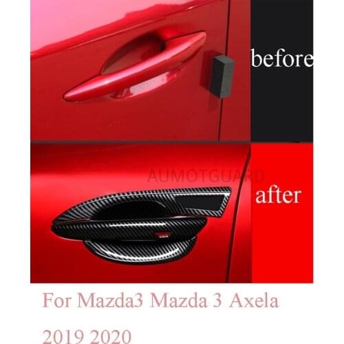 For Mazda3 Mazda 3 Axela 2019 2020 Car door handle cover door bowl carbon fiber protection stickers car decorative accessories