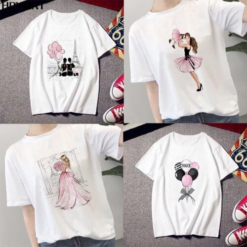 New summer T shirt Fashion women balloon printed T-shirt Harajuku Parent-child T-shirt female white tops T Shirt womens clothes
