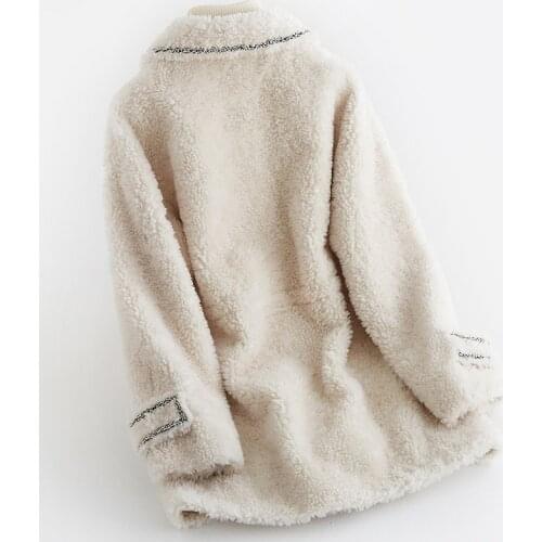New Womens Coat 2020 Winter Sheep Shearing 100% Wool Jacket Korean Real Fur Coats Female B12F47254 KJ4952