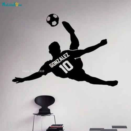 Personalized Soccer Player Wall Decal Custom Name And Number Boys Room Sports Décor Home Living Room Removable Murals YT3972