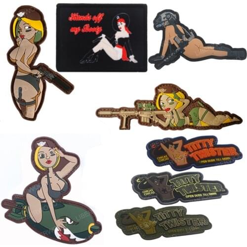 Sexy Pin Up Armed Girl 3D PVC Rubber Tactical Patch Badge Applique Emblem DIY Patches For Clothing Jackets Parche Militar