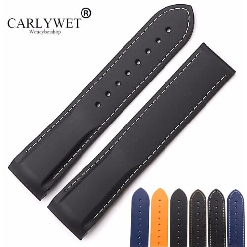 CARLYWET 20 22mm Watchbands Wholesale High Quality Rubber Silicone Replacement Watch Band Strap Belt For Planet Ocean 45 42mm