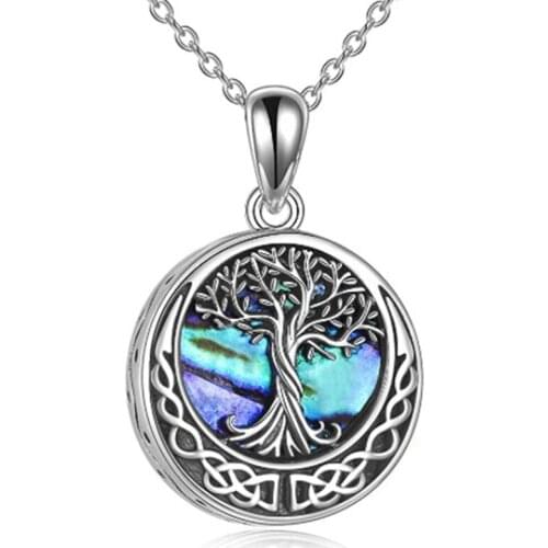 DIY Life Tree Round Wing Cremation Ashes Necklace Ladies Nature Lucky Jewelry Pendant Link Charm