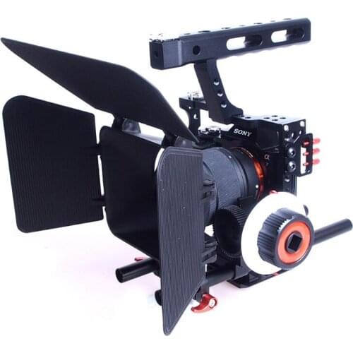 15mm Rod Rig DSLR Camera Video Stabilizer Cage +Follow Focus + Matte Box for Sony A7 A7S A7RII A6300 A6000 /GH4 GH3 /EOS M5 M3