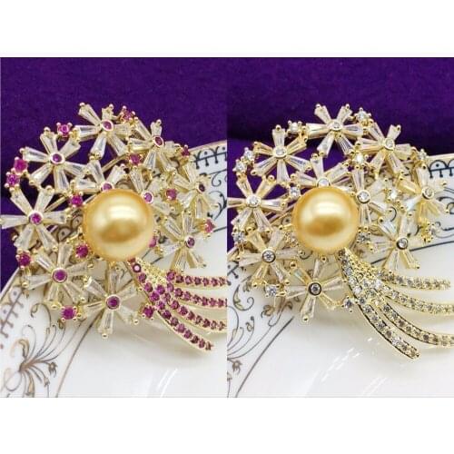 ALPHONSE Delicate pattern brooch pearl colored zircon brooch for women party gifts Christmas jewelry pin pendant