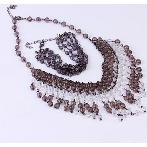 Fashion Jewelry Sets Acrylic Beaded Necklaces And Bracelet Set Statement BIg Bib Necklace For Women 2020 New