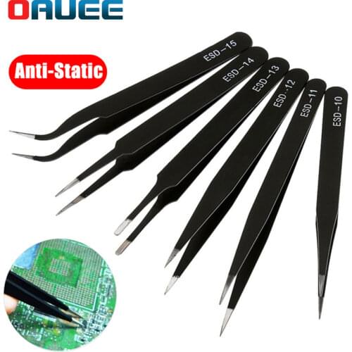 ESD Anti-Static Stainless Steel Tweezers Set Maintenance Repair Tool Kit Anti Static Model Making Tool Hand Tool Set