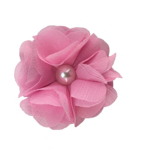 200pcs/lot , 6cm Hot Sale small chiffon with pearl solid flower with clip hair accessorice fashion accessories