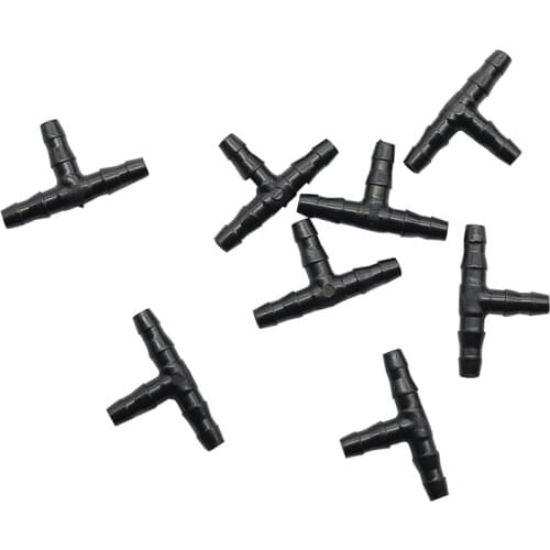 3-way Connectors Irrigation System 1/4 Inch Barb Tee Water Hose Connectors Pipe Hose Fitting for 4/7mm Hose 300 Pcs
