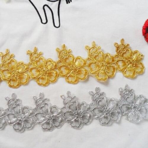 360cm*7 cm DIY clothing accessories gold and silver threads lace embroidery 7cm wide ironing lace Patch stickers