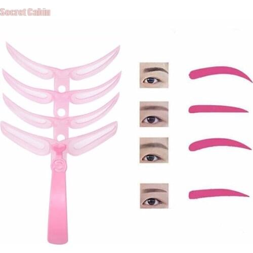 4 in1 Eyebrow Mold Eyebrow Stencils Reusable Design Eyebrow Grooming Card