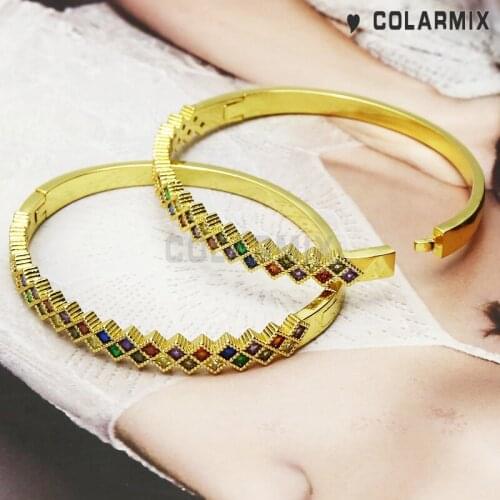 4 pieces Luxury cuff bangles golden filled high quality metal for women fashion jewelry zircon accessories bracelets 51161