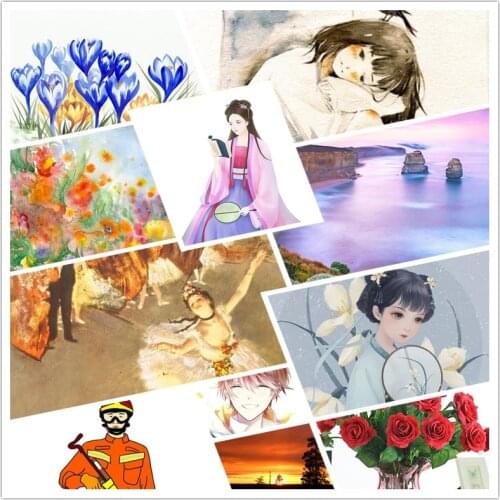 Diy Diamond Painting Anime Ancient Style Goose Egg Face Beauty Flower Watercolor Painting Cartoon Fireman Home Decoration Poster