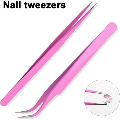 Stainless Steel Anti-Static Tweezers For Nail Art Accessories Manipulate Your Nail Art Decoration Nails Accesorios -VL16