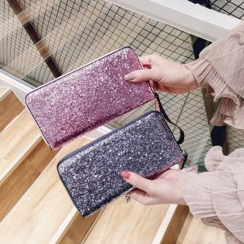Glitter Womens Wallet New Style Womens Luxury Sequin Zipper Multi-functional Wallet Long Large-Volume Purse Phone Bags