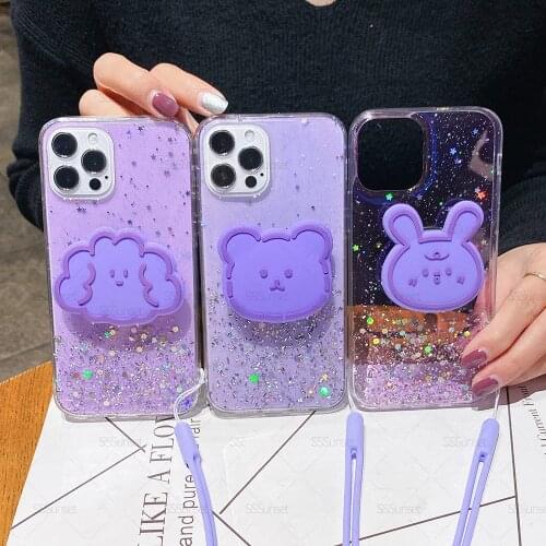 Star Transparent TPU 3D Cartoon Holder Soft Phone Case for Huawei Y7A Y5P Y6P Y7P Y9S Y9 Prime 2018 2019 P40 Lite P20 P30 Pro