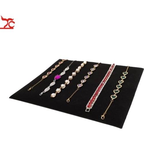 Black Velvet Jewelry Display Window Showcase Iron sponge Counter Store Jewellery Stand Necklace Ring Holder Cases 23*20cm