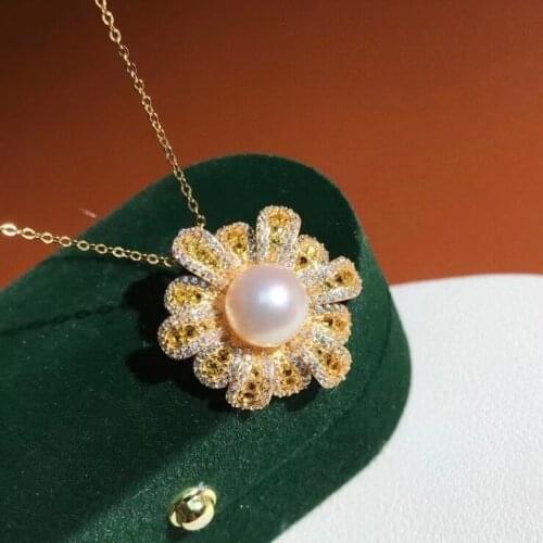 Flower New 925 Sterling Silver Pendant Base Settings Mountings Findings Parts for Pearl Crystal Jade Agate Beads Stones
