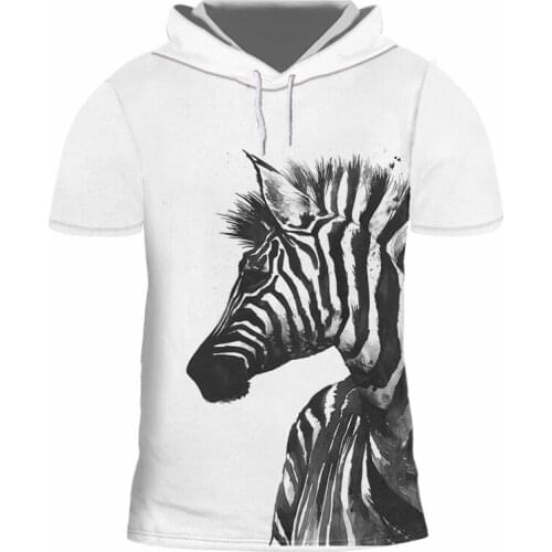 IFPD America Size Hooded Tshirt Zebra Ink Painting O Neck T-shirt Large Size Leisure 3D Print Loose Fitness Tee Shirts Wholesale