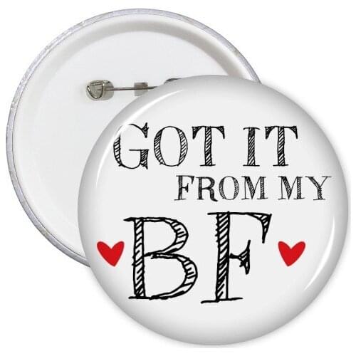 For GF Got It From My BF Girlfriend Valentines Day Present Round Pins Badge Button Clothing Decoration Gift 5pcs